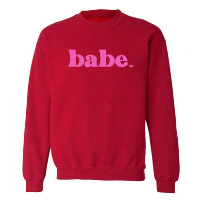 Red Sweatshirt with Babe printed in pink in the front - DSY Lifestyle