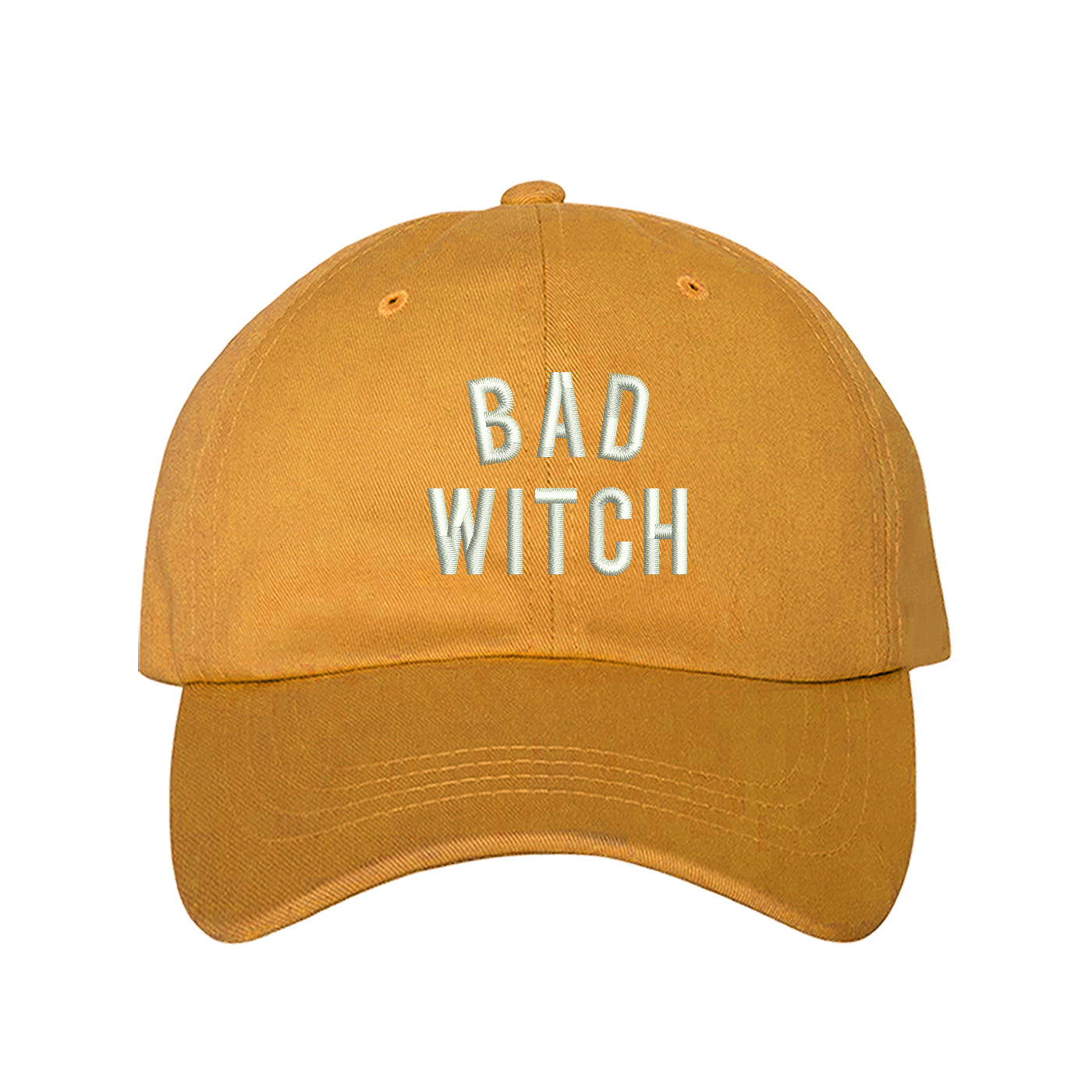 Unisex Bad Witch Dad Hat, Baseball Hat, Bad Witch Hats, Witch, Embroidered Hat, Embroidered Bad Witch, Custom Embroidery, DSY Lifestyle Hats, Yellow Dad Hat, Made in LA