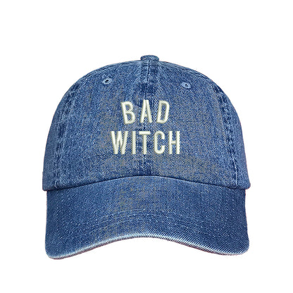 Unisex Bad Witch Dad Hat, Baseball Hat, Bad Witch Hats, Witch, Embroidered Hat, Embroidered Bad Witch, Custom Embroidery, DSY Lifestyle Hats, Denim Dad Hat, Made in LA