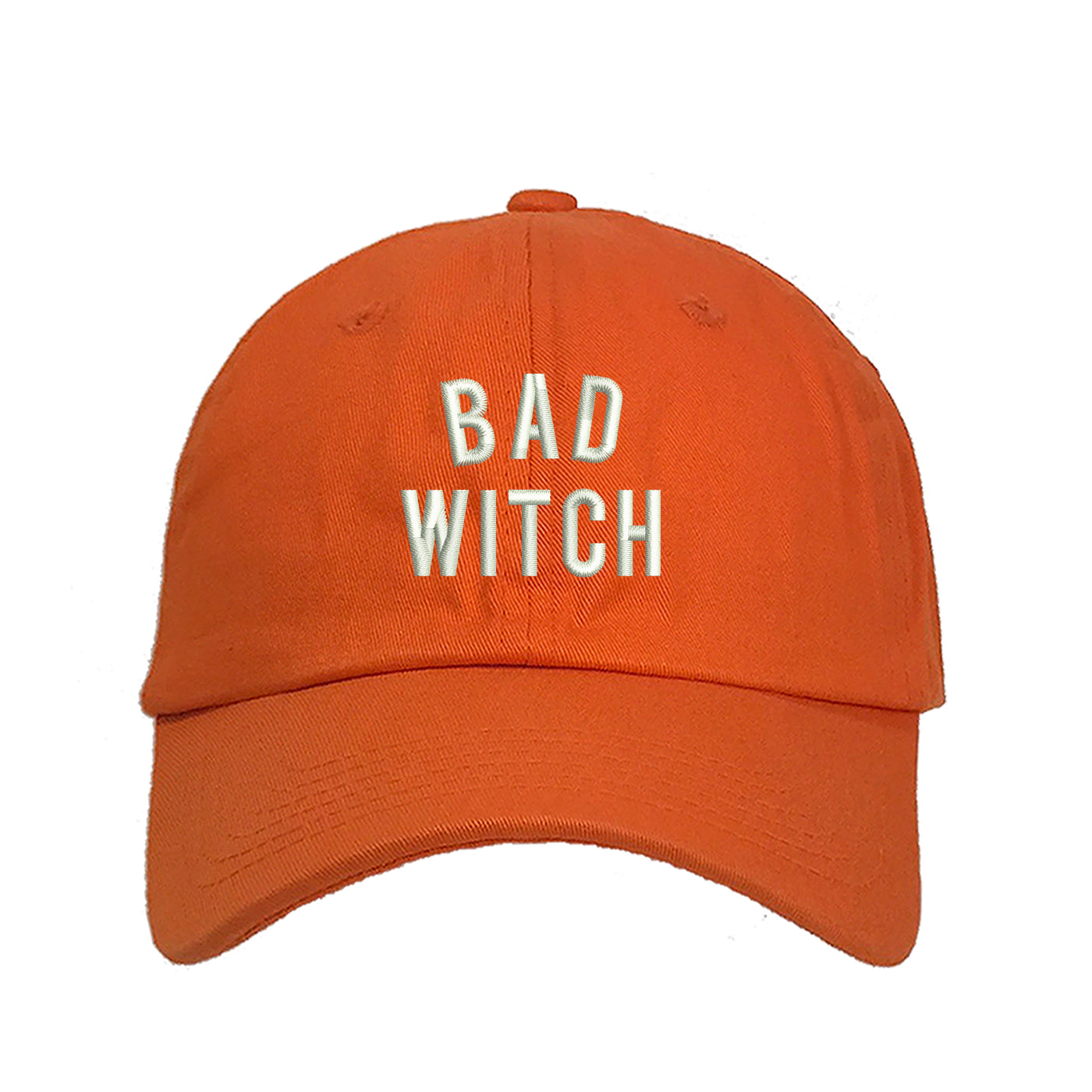 Unisex Bad Witch Dad Hat, Baseball Hat, Bad Witch Hats, Witch, Embroidered Hat, Embroidered Bad Witch, Custom Embroidery, DSY Lifestyle Hats, Orange Dad Hat, Made in LA