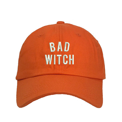 Unisex Bad Witch Dad Hat, Baseball Hat, Bad Witch Hats, Witch, Embroidered Hat, Embroidered Bad Witch, Custom Embroidery, DSY Lifestyle Hats, Orange Dad Hat, Made in LA