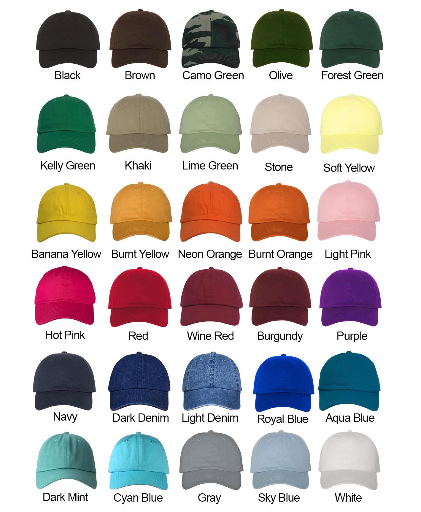 Baseball Hats color chart - DSY Lifestyle