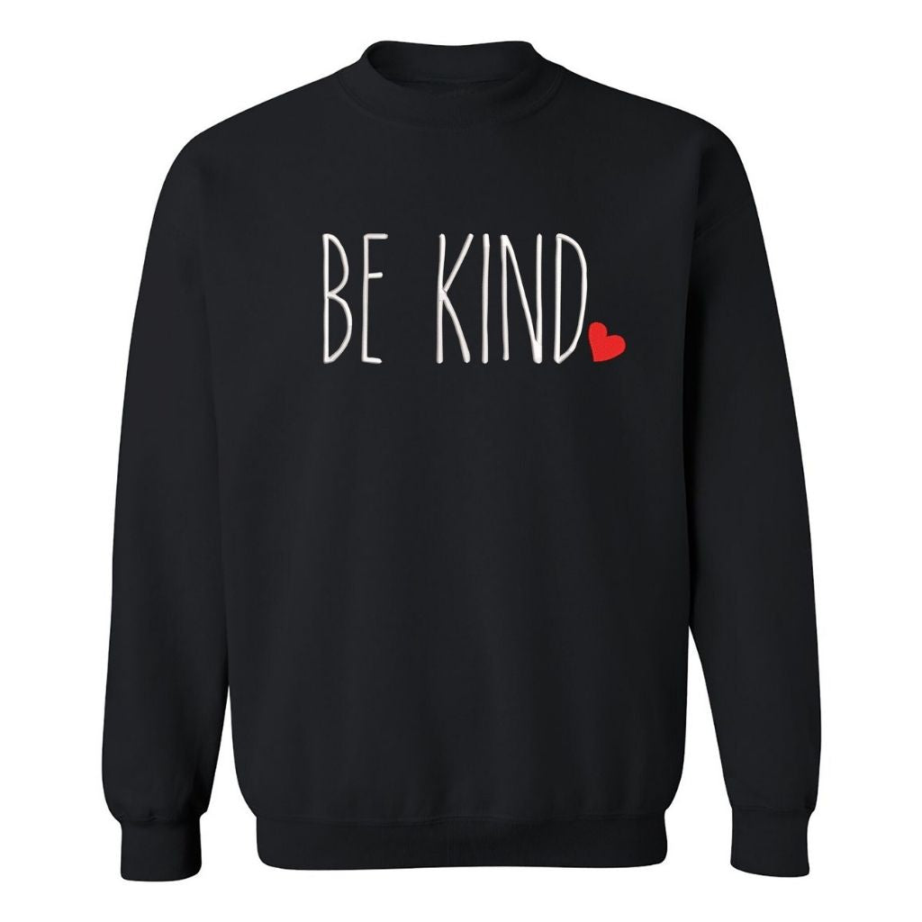 Black Sweatshirt embroidered with Be Kind in the front - DSY Lifestyle