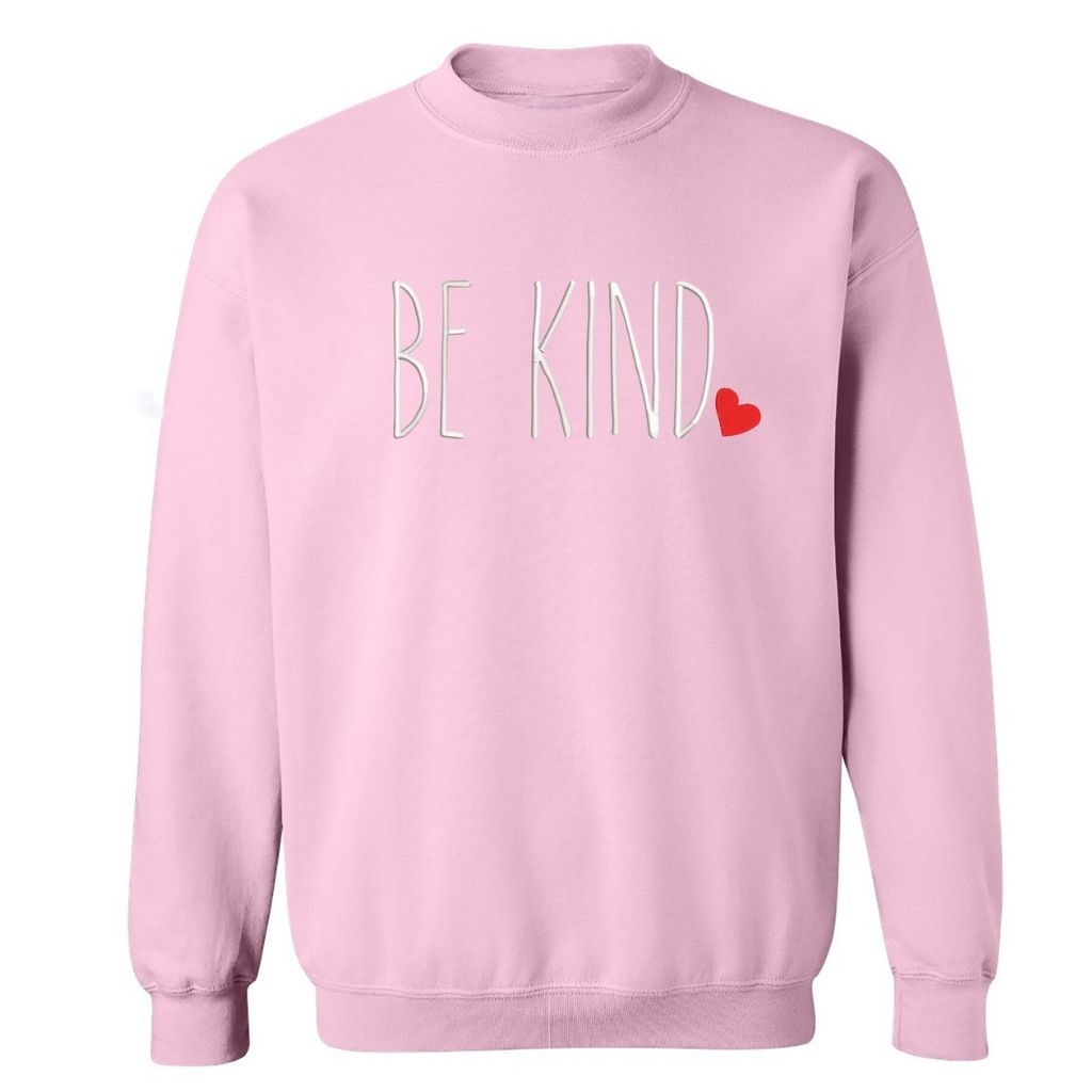 Pink Sweatshirt embroidered with Be Kind in the front - DSY Lifestyle