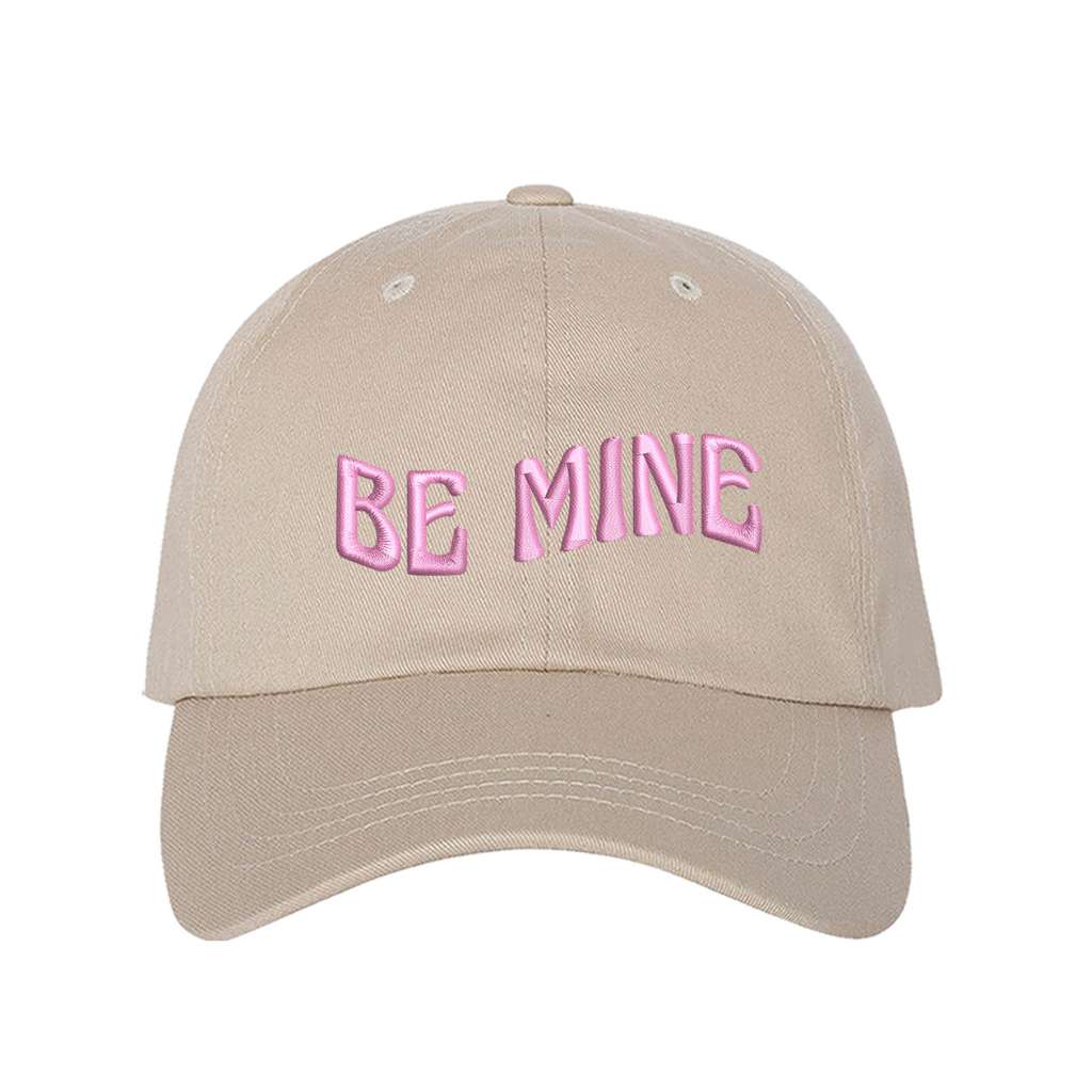 Stone Baseball Cap embroidered with Be Mine in Pink thread - DSY Lifestyle