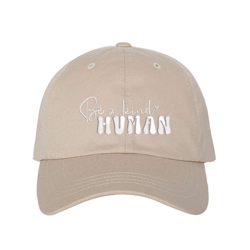 Stone Baseball Cap embroidered with Be a kind human - DSY Lifestyle