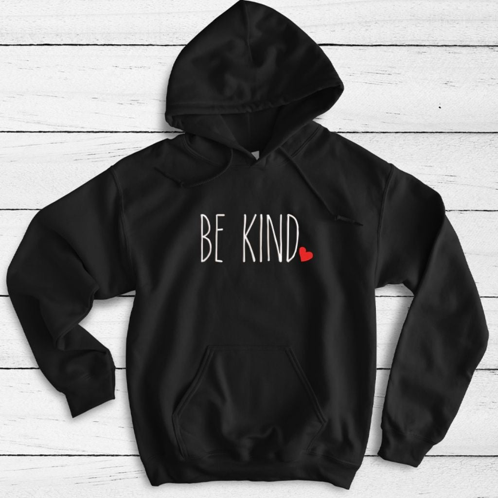 Black Hoodie Sweatshirt embroidered with Be Kind in the front - DSY Lifestyle