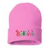 Light pink cuffed beanie with Believe embroidered with Christmas symbols - DSY Lifestyle