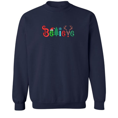 navy sweatshirt embroidered with Believe in the front -DSY Lifestyle