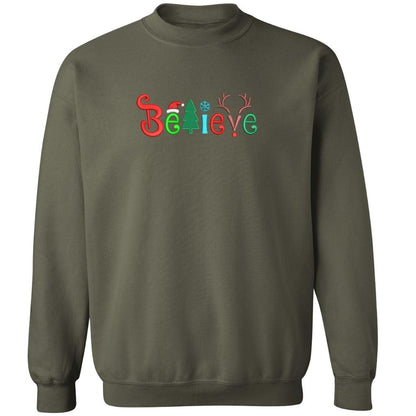 Olive sweatshirt embroidered with Believe in the front -DSY Lifestyle