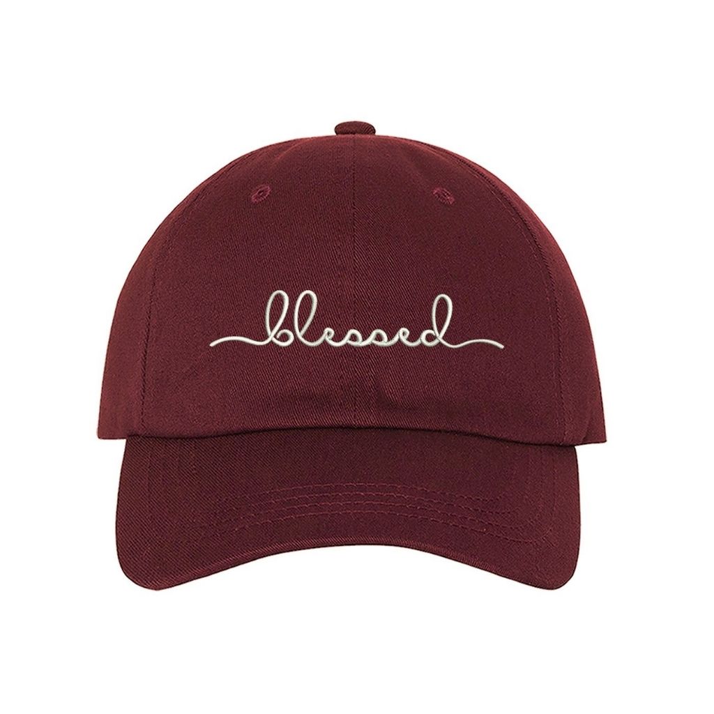 Burgundy Embroidered Blessed baseball hat - DSY Lifestyle