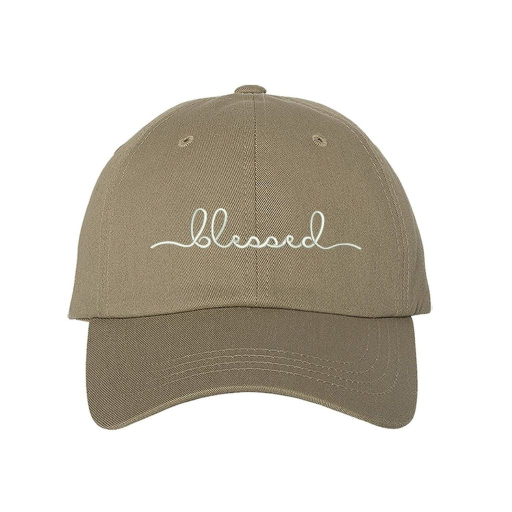 Khaki Embroidered Blessed baseball hat - DSY Lifestyle