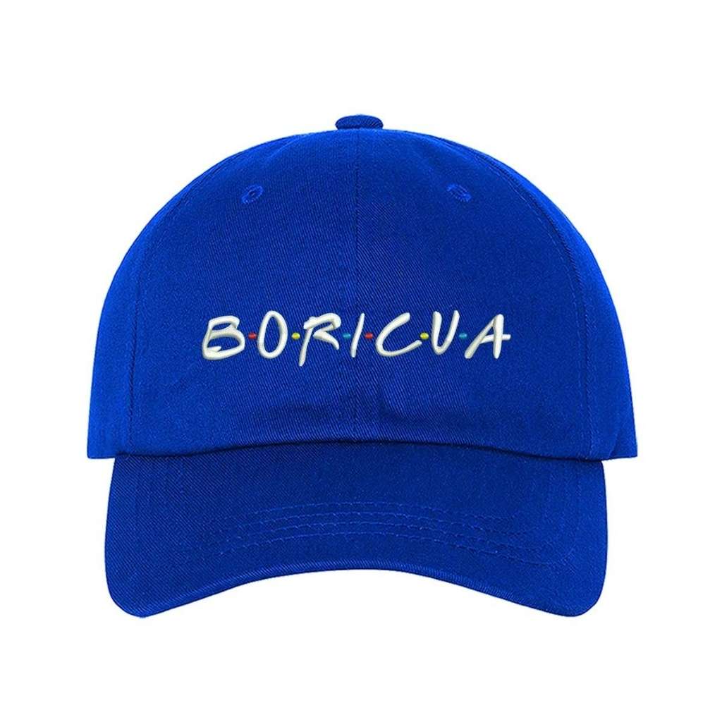 Royal Blue Baseball hat embroidered with Boricua in the front in white - DSY Lifestyle