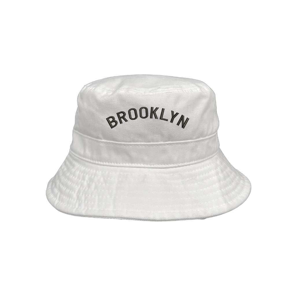 Embroidered Brooklyn on white bucket hat - DSY Lifestyle