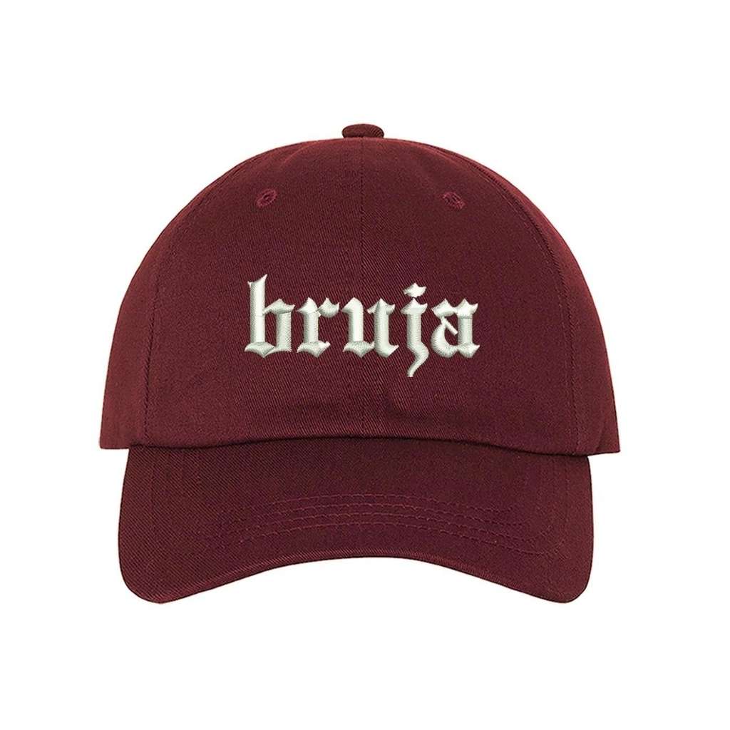 Burgundy baseball hat with bruja embroidered in white - DSY Lifestyle