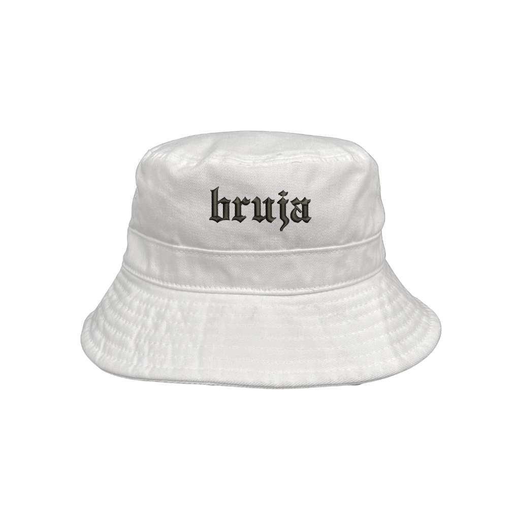 Embroidered Bruja on white bucket hat - DSY Lifestyle