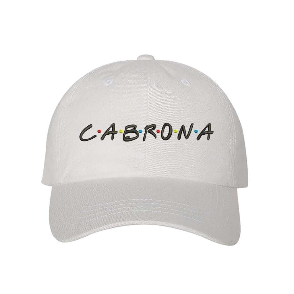 White baseball hat with CABRONA embroidered in black - DSY Lifestyle
