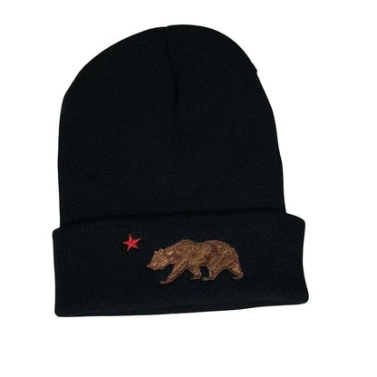 Black cuffed beanie with California bear embroidered in front - DSY Lifestyle