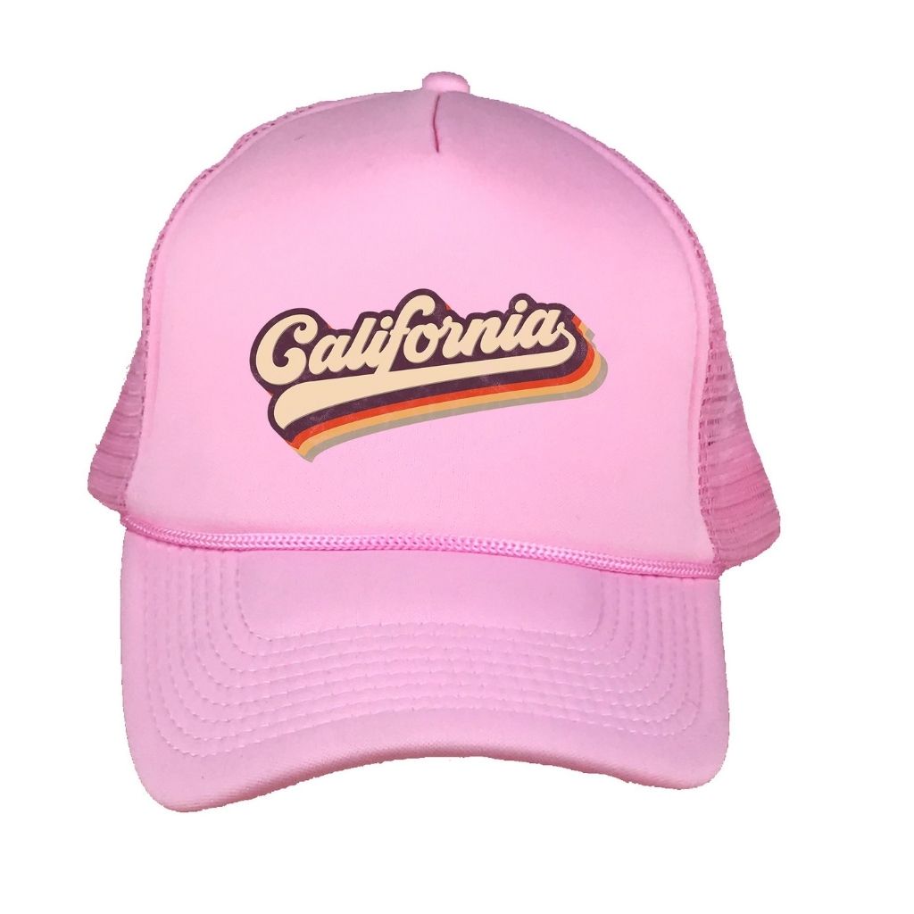 Pink foam trucker hat with California printed in the front - DSY Lifestyle