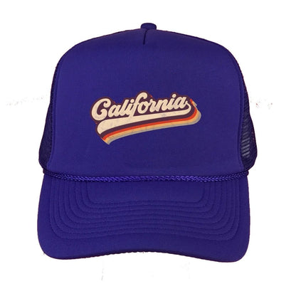 Royal Blue foam trucker hat with California printed in the front - DSY Lifestyle