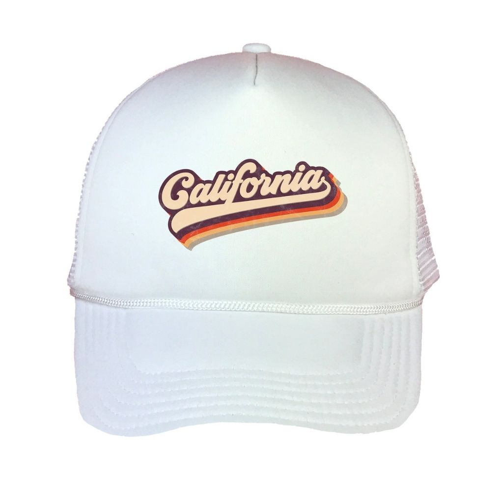 White foam trucker hat with California printed in the front - DSY Lifestyle