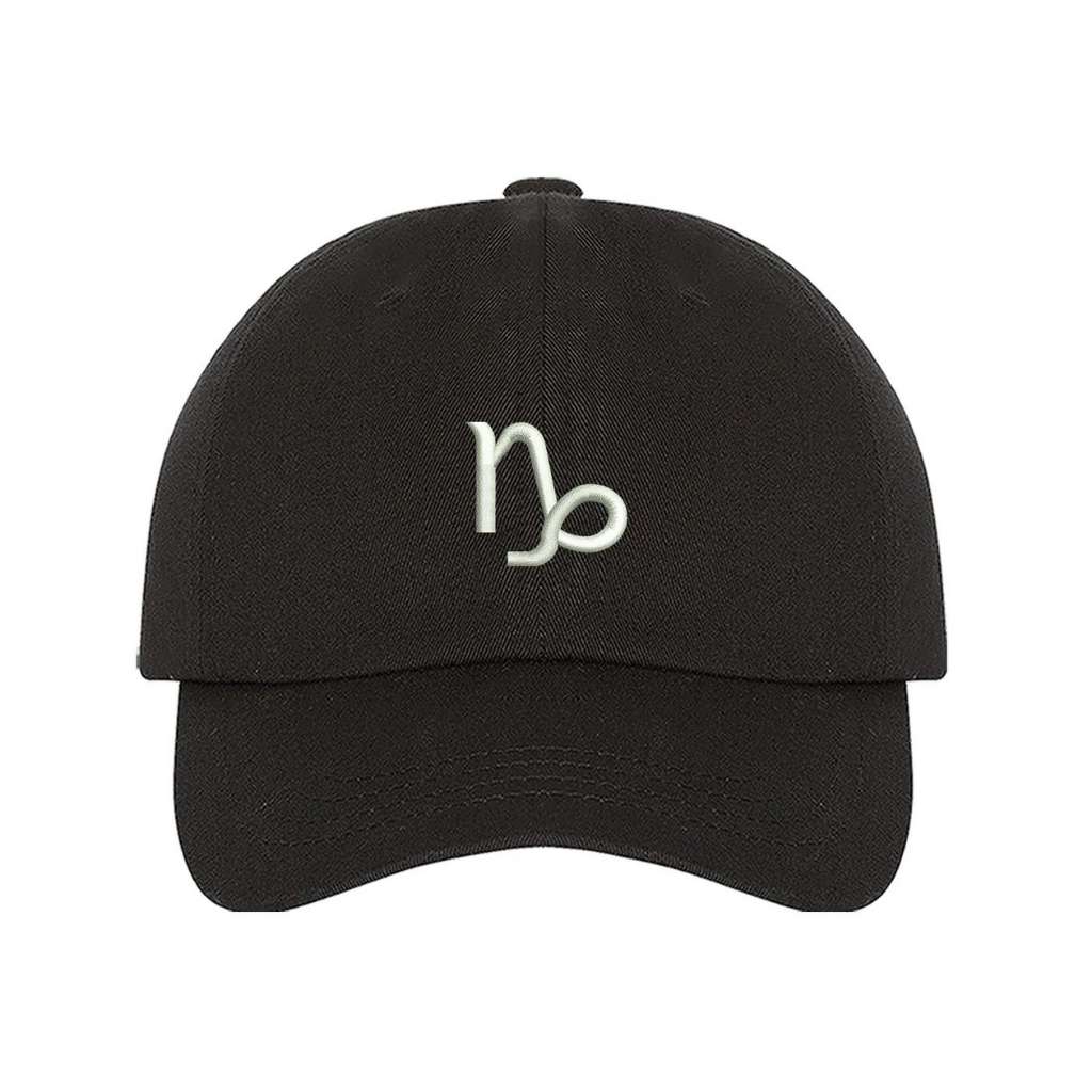 Black baseball hat with Capricorn zodiac symbol embroidered in white - DSY Lifestyle 