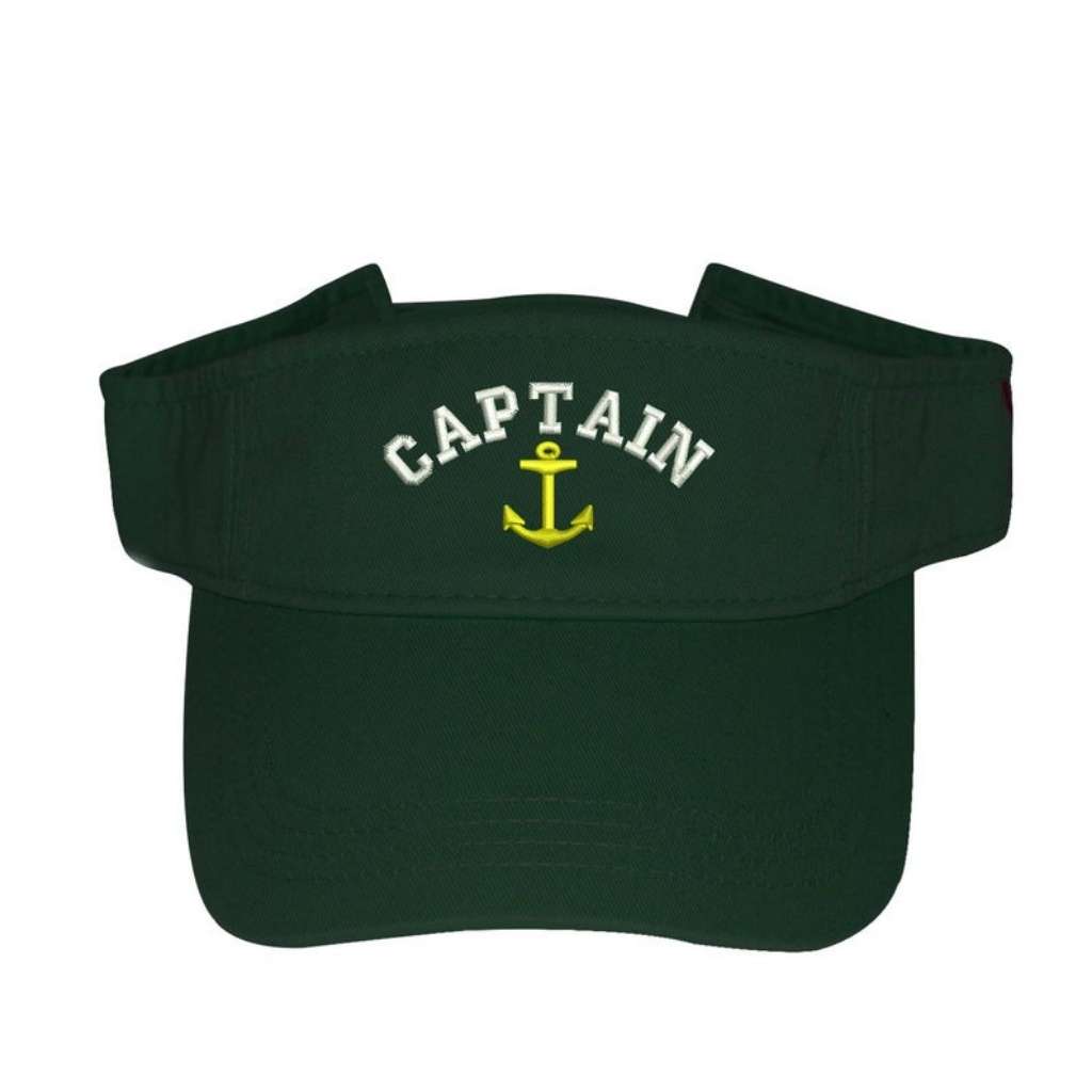 Forest Green visor embroidered with Captain and an gold anchor - DSY Lifestyle