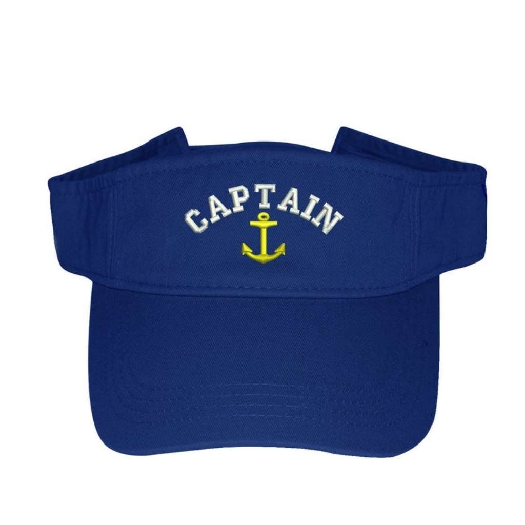 Royal Blue visor embroidered with Captain and an gold anchor - DSY Lifestyle