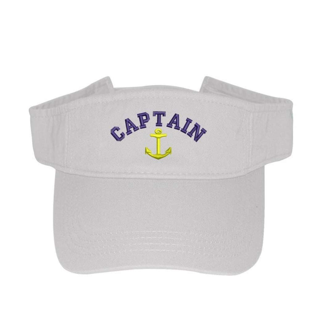 White visor embroidered with Captain and an gold anchor - DSY Lifestyle