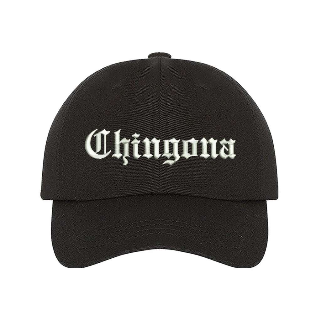 Black baseball hat with Chingona embroidered in white - DSY Lifestyle