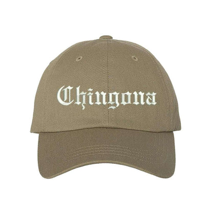 Khaki baseball hat with Chingona embroidered in white - DSY Lifestyle