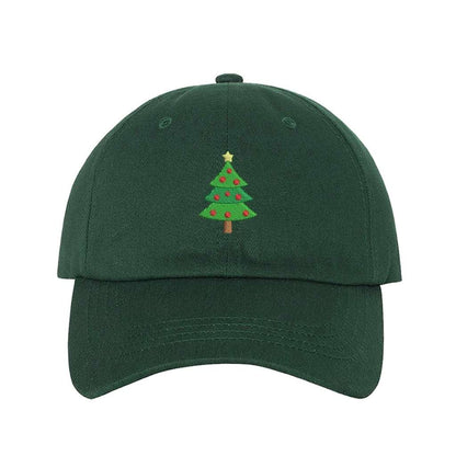 Hunter Green Baseball hat embroidered with a Christmas Tree in the front - DSY Lifestyle