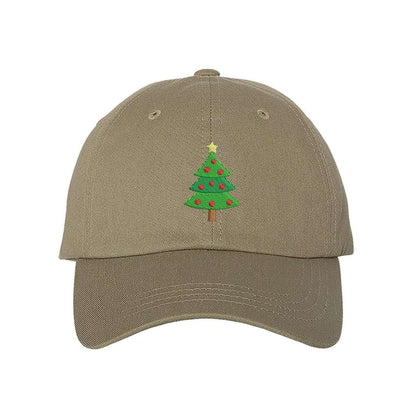 Khaki Baseball hat embroidered with a Christmas Tree in the front - DSY Lifestyle