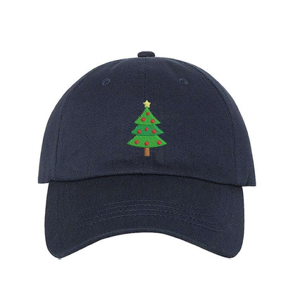 Navy Baseball hat embroidered with a Christmas Tree in the front - DSY Lifestyle