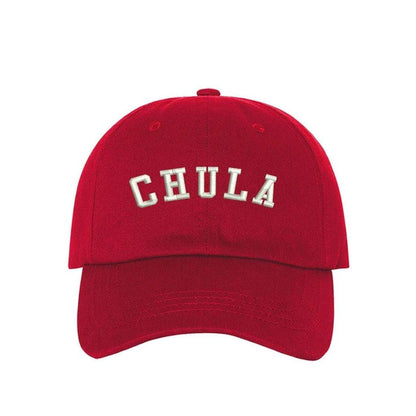 Red baseball hat with Chula embroidered in white - DSY Lifestyle 