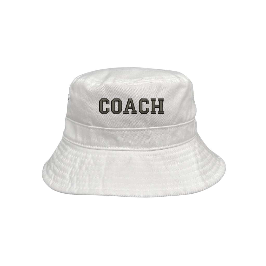 Embroidered Coach on white bucket hat - DSY Lifestyle