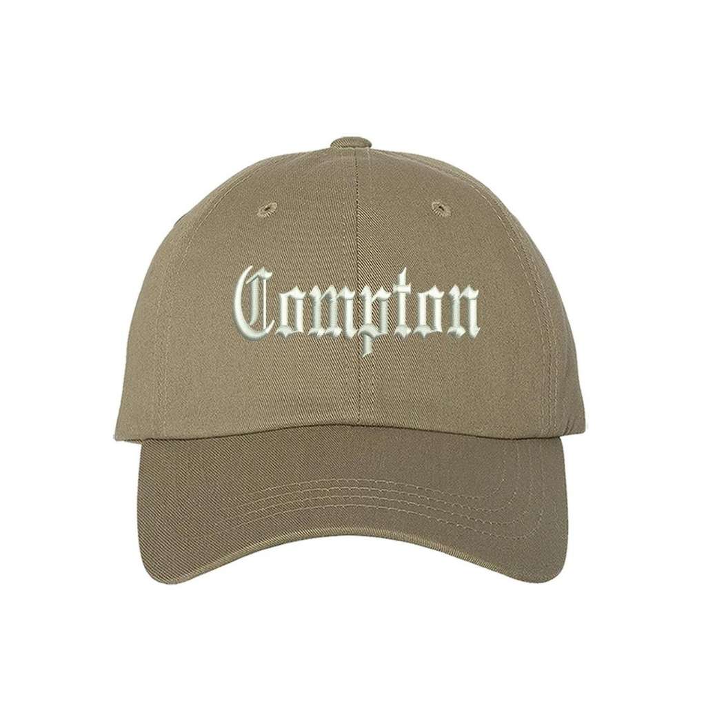 Khaki baseball hat with Compton embroidered in white - DSY Lifestyle