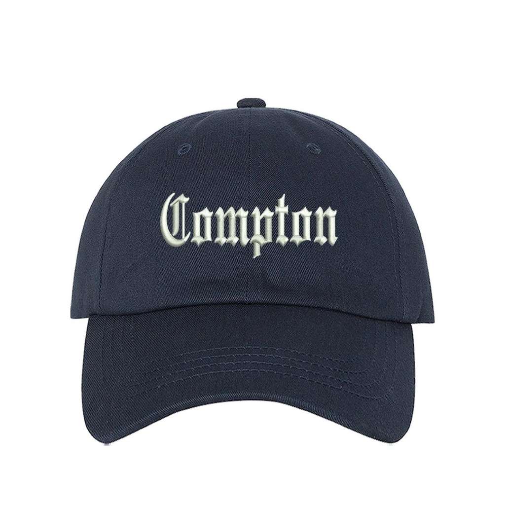 Navy blue baseball hat with Compton embroidered in white - DSY Lifestyle