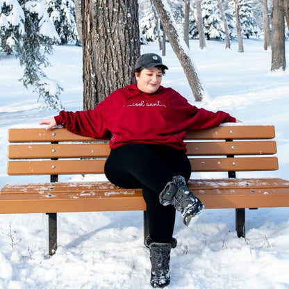 Female wearing a hoodie embroidered with Cool Aunt in the front - DSY Lifestyle