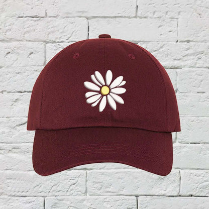Daisy Flower embroidered burgundy baseball cap - DSY Lifestyle