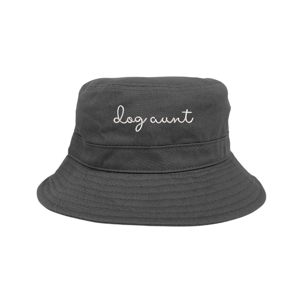 Embroidered Dog Aunt on grey bucket hat - DSY Lifestyle