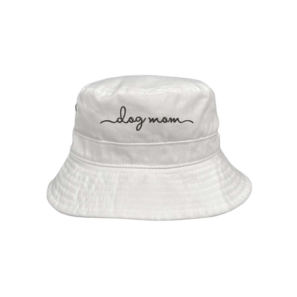 Embroidered Dog Mom on white bucket hat - DSY Lifestyle