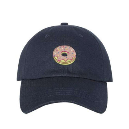 Navy blue baseball hat embroidered with pink donut emoji  - DSY Lifestyle