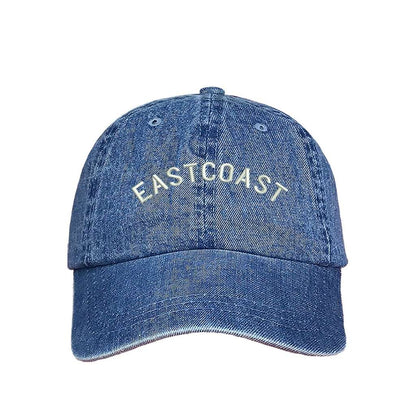 Light Denim Baseball Hat embroidered with East Coast in White - DSY Lifestyle