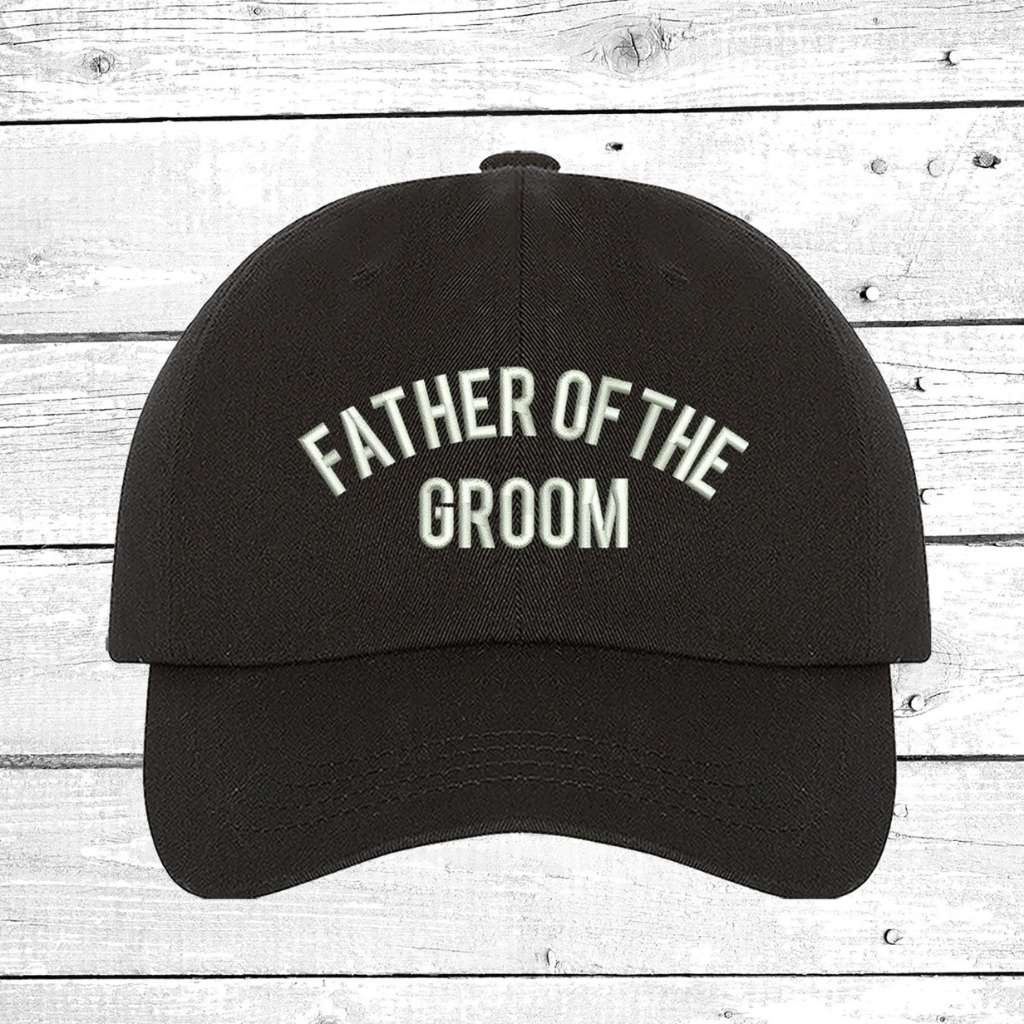 Black baseball cap embroidered with Father of the groom in white - DSY Lifestyle