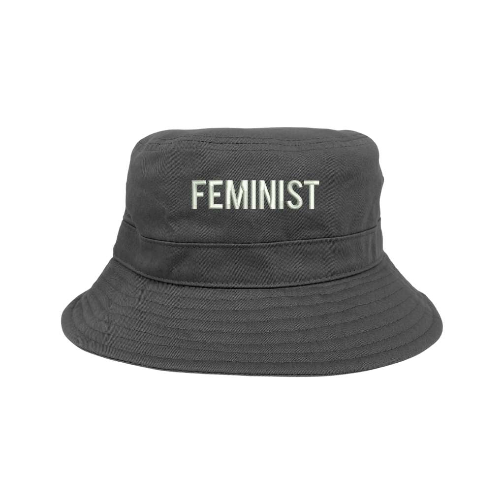 Embroidered Feminist on grey bucket hat - DSY Lifestyle