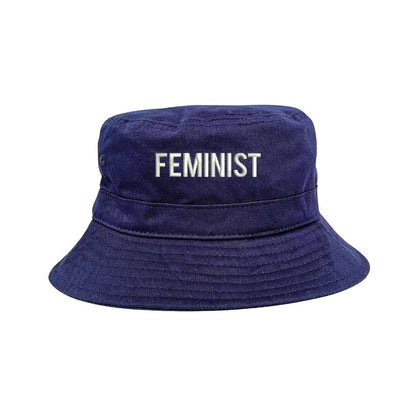 Embroidered Feminist on navy bucket hat - DSY Lifestyle