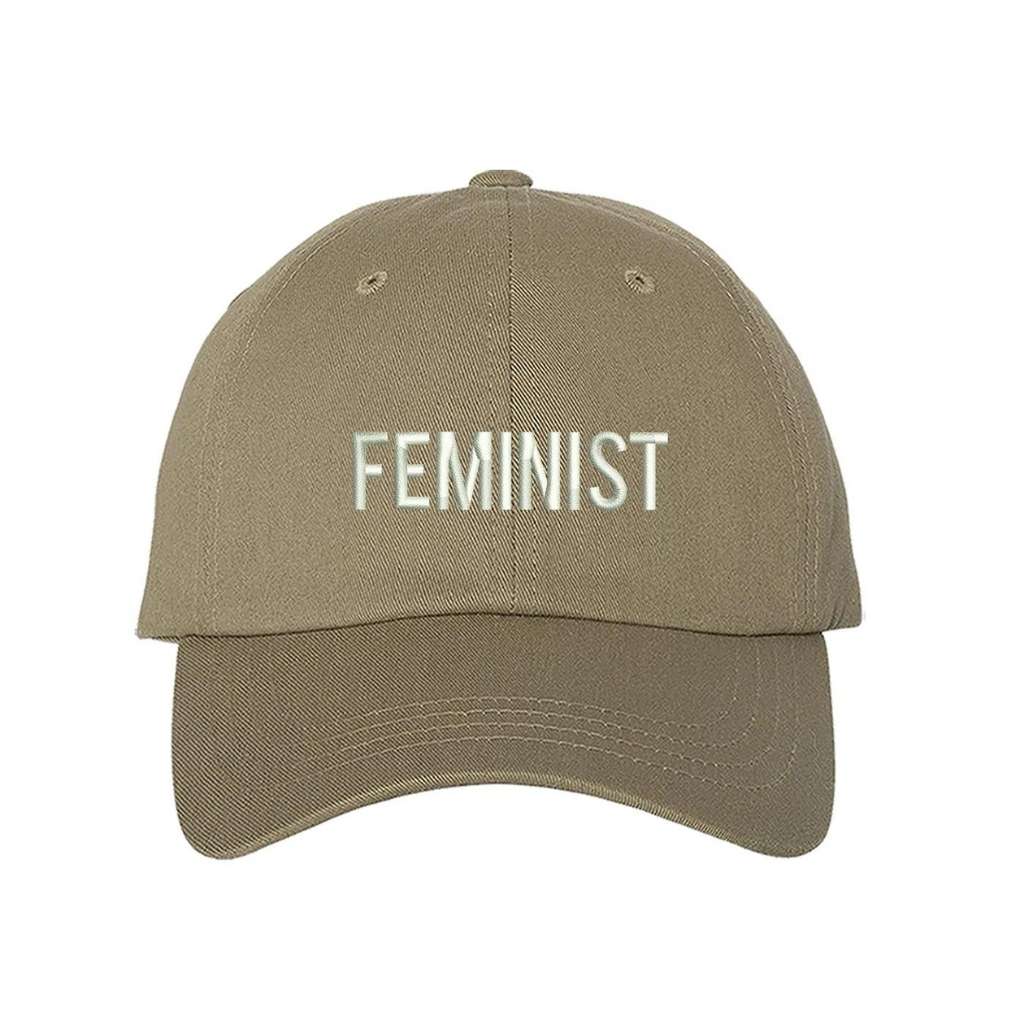 Khaki dad hat with FEMINIST embroidered in white - DSY Lifestyle