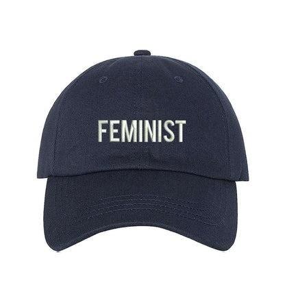 Navy blue dad hat with FEMINIST embroidered in white - DSY Lifestyle