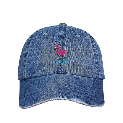 Embroidered flamingo on denim baseball hat - DSY Lifestyle